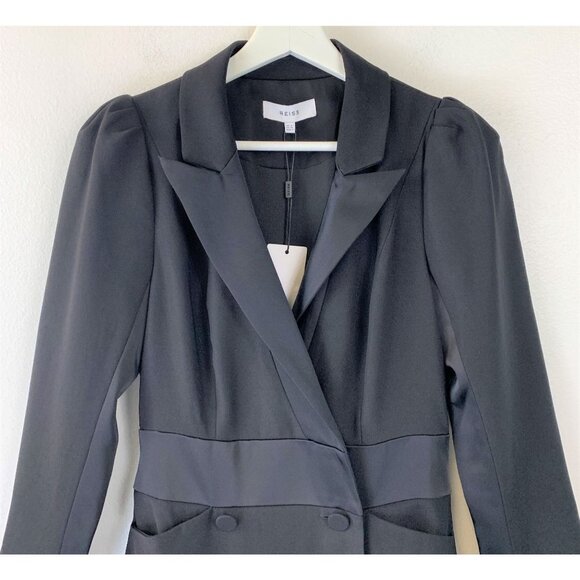 NWT REISS Avani Puff Sleeve Tuxedo Dress - Picture 4 of 10
